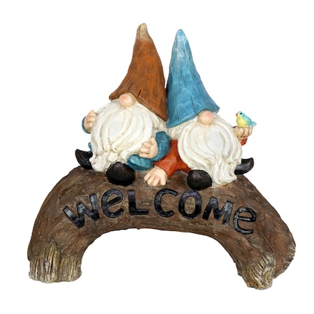 Resin Multi-color 11 In. Welcome Gnome Garden Statue